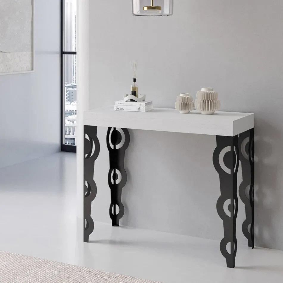 Consolă extensibilă cu picioare moderne din fier Made in Italy - Palazzo Viadurini