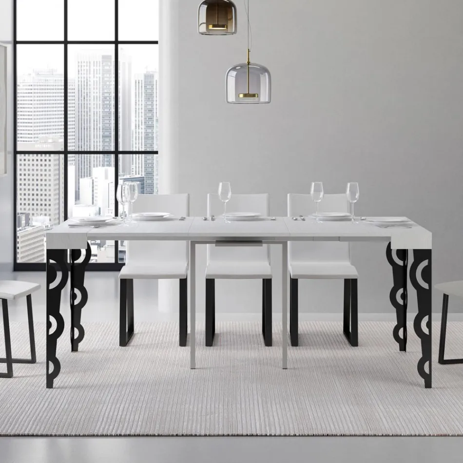 Consolă extensibilă cu picioare moderne din fier Made in Italy - Palazzo Viadurini