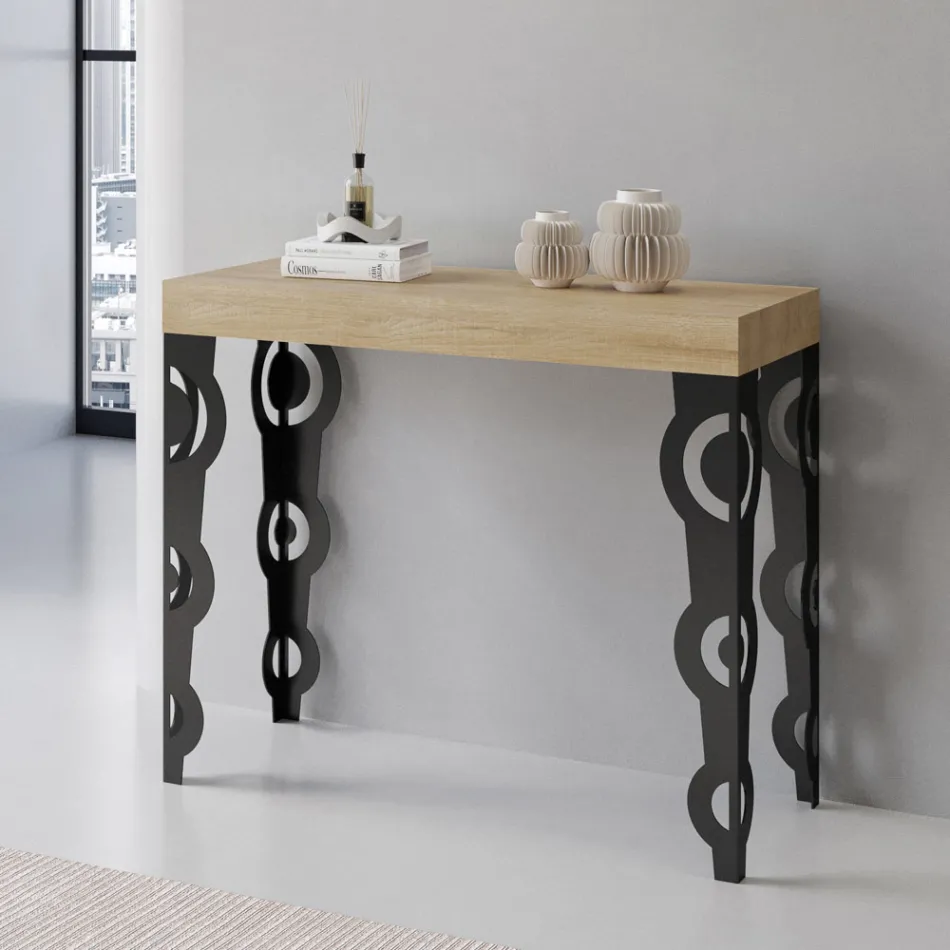 Consolă extensibilă cu picioare moderne din fier Made in Italy - Palazzo Viadurini