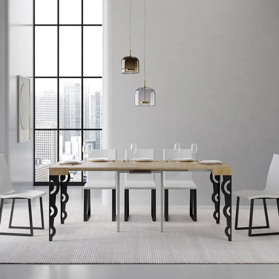 Consolă extensibilă cu picioare moderne din fier Made in Italy - Palazzo Viadurini