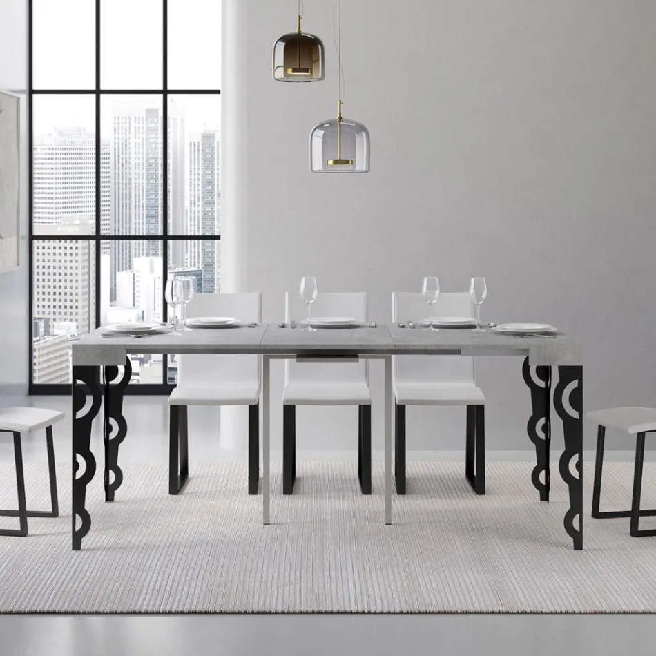 Consolă extensibilă cu picioare moderne din fier Made in Italy - Palazzo Viadurini