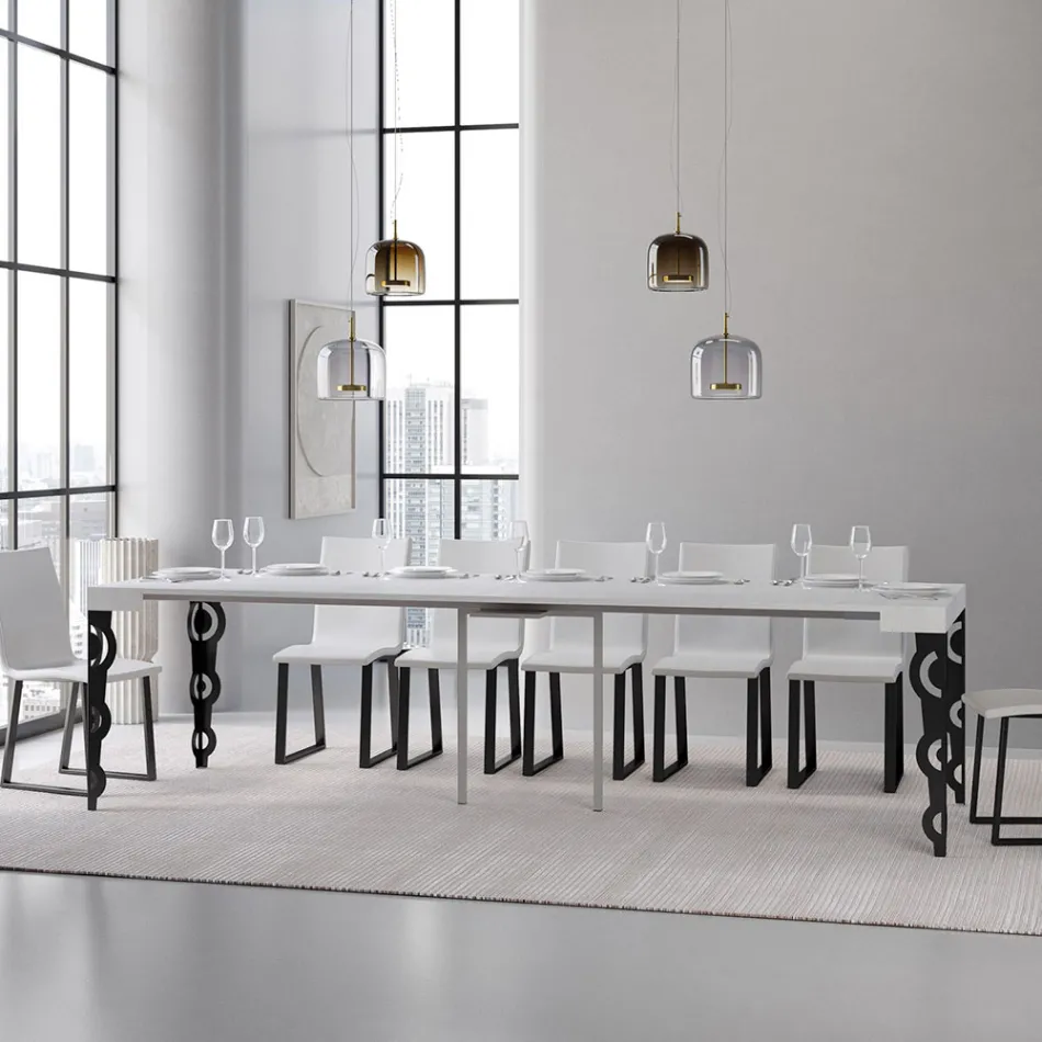 Consolă extensibilă cu picioare moderne din fier Made in Italy - Palazzo Viadurini