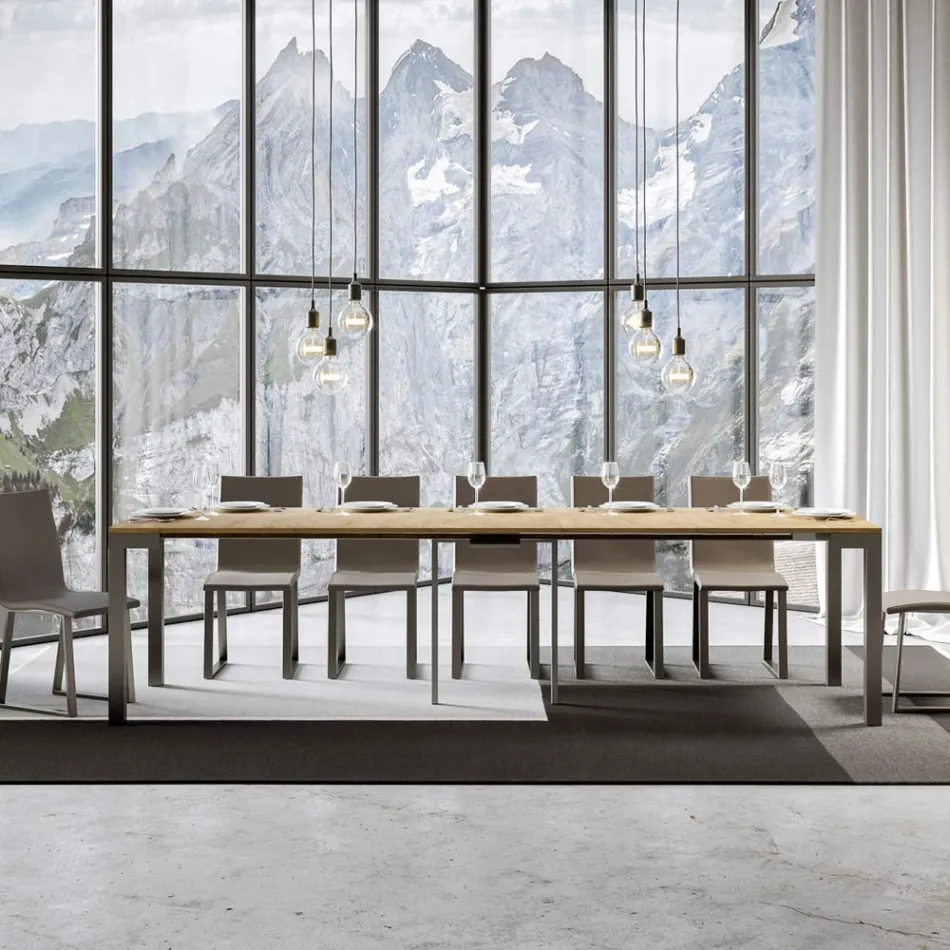 Consolă extensibilă de design modern din lemn și fier Made in Italy - Niciodată Viadurini