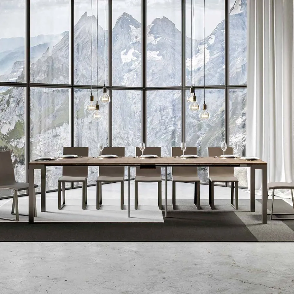 Consolă extensibilă de design modern din lemn și fier Made in Italy - Niciodată Viadurini