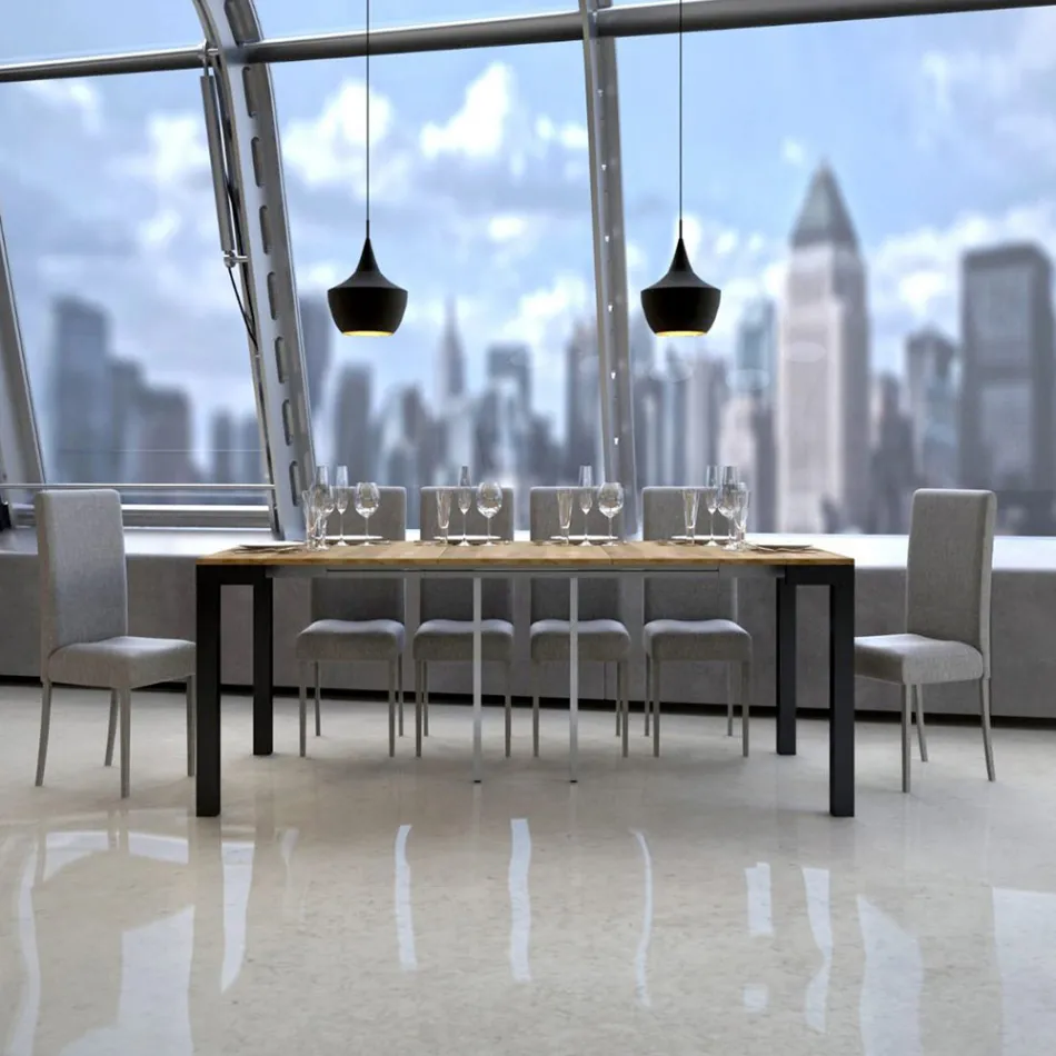 Consolă extensibilă de design modern din lemn și fier Made in Italy - Niciodată Viadurini