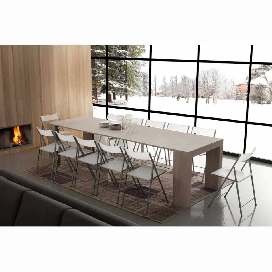 Consolă extensibilă de până la 295 cm în melamină pliantă Uri Viadurini