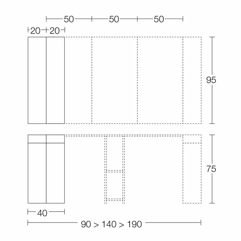 Consolă extensibilă Până la 290 cm cu blat din lemn Fabricat în Italia - Seregno Viadurini