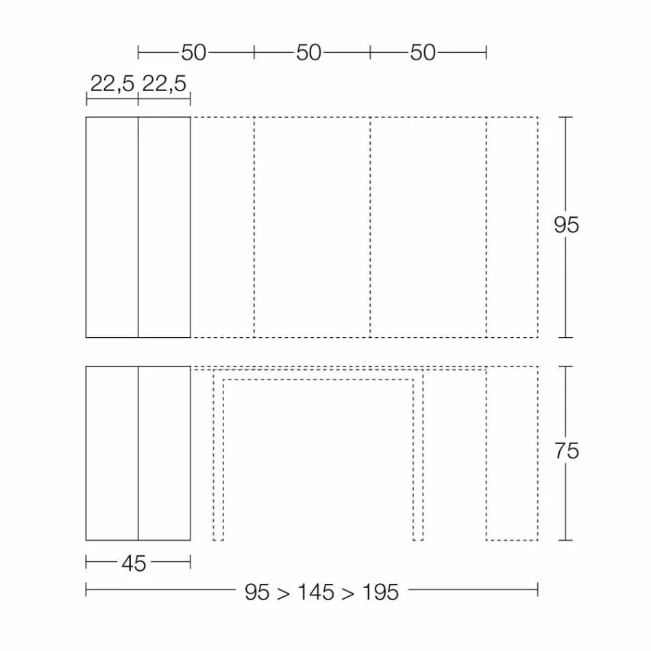 Consolă extensibilă Până la 295 cm din lemn de design Made in Italy - Temocle Viadurini