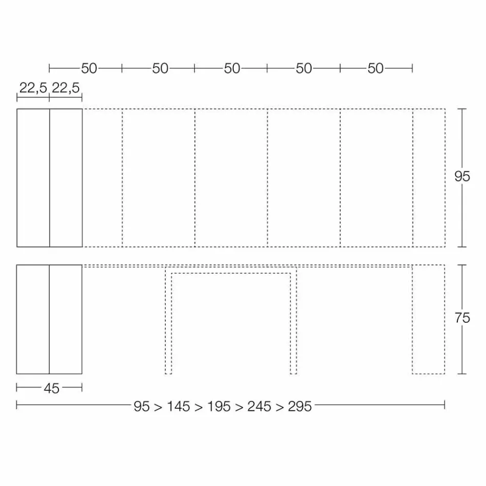 Consolă extensibilă Până la 295 cm din lemn de design Made in Italy - Temocle Viadurini