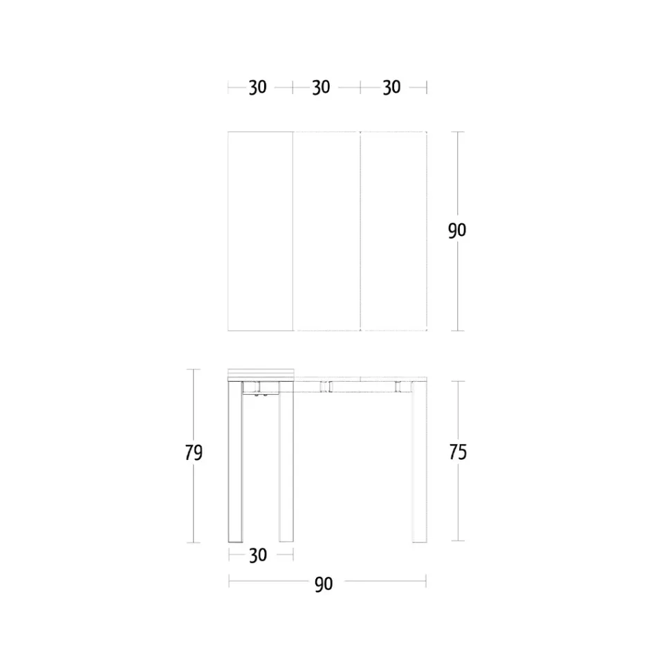 Consola extensibila pana la 90 cm din melaminata si metal Made in Italy - Geanta Viadurini