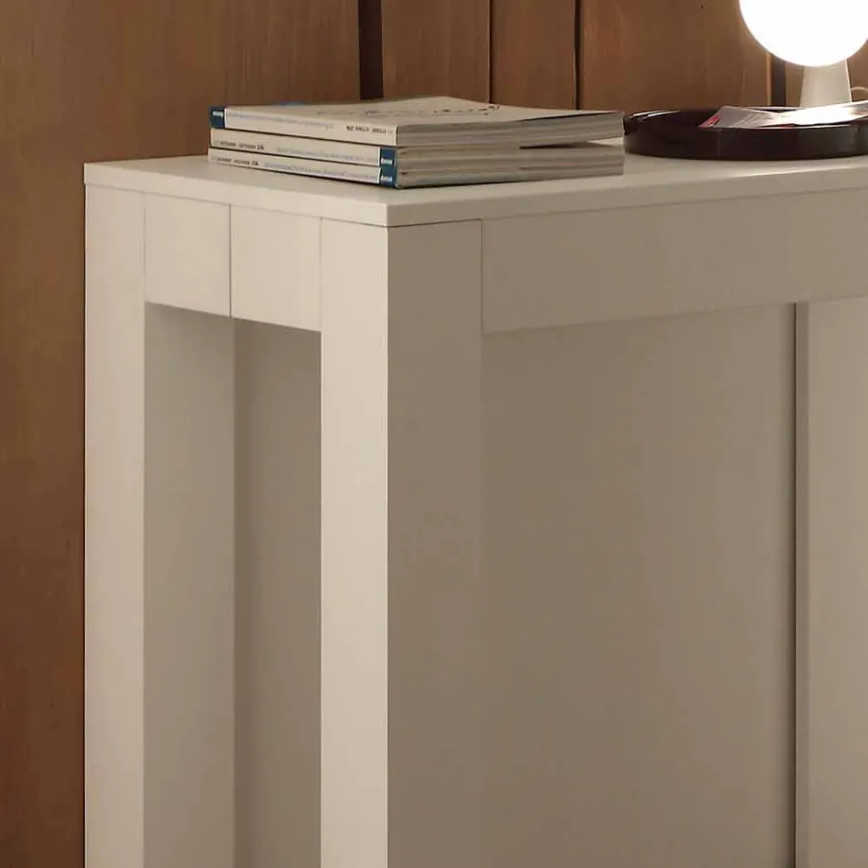 Consolă extensibilă în melamină pliantă albă cu pori Bosa Viadurini