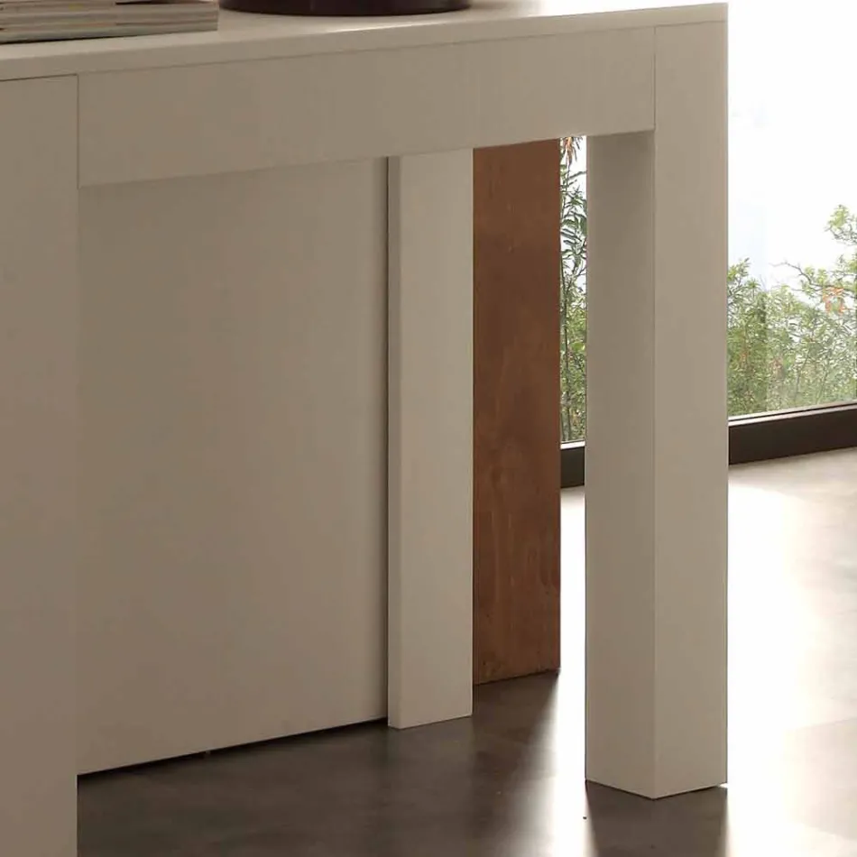 Consolă extensibilă în melamină pliantă albă cu pori Bosa Viadurini