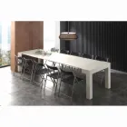 Consolă extensibilă în melamină pliantă albă cu pori Bosa Viadurini