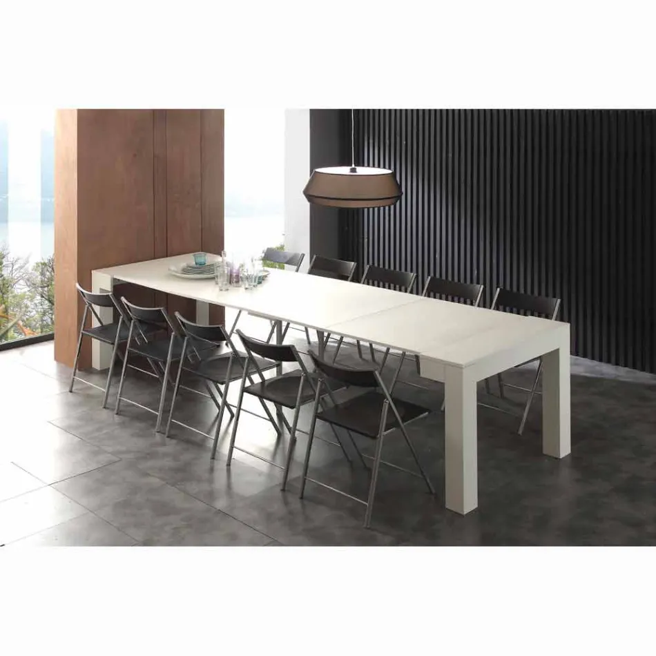 Consolă extensibilă în melamină pliantă albă cu pori Bosa Viadurini