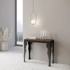 Consolă extensibilă modernă din lemn antracit și metal Made in Italy - Sassone Viadurini