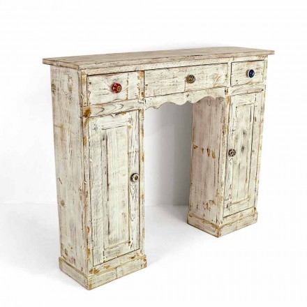 Consolă artizanală din lemn masiv de brad Made in Italy - Carminia Viadurini