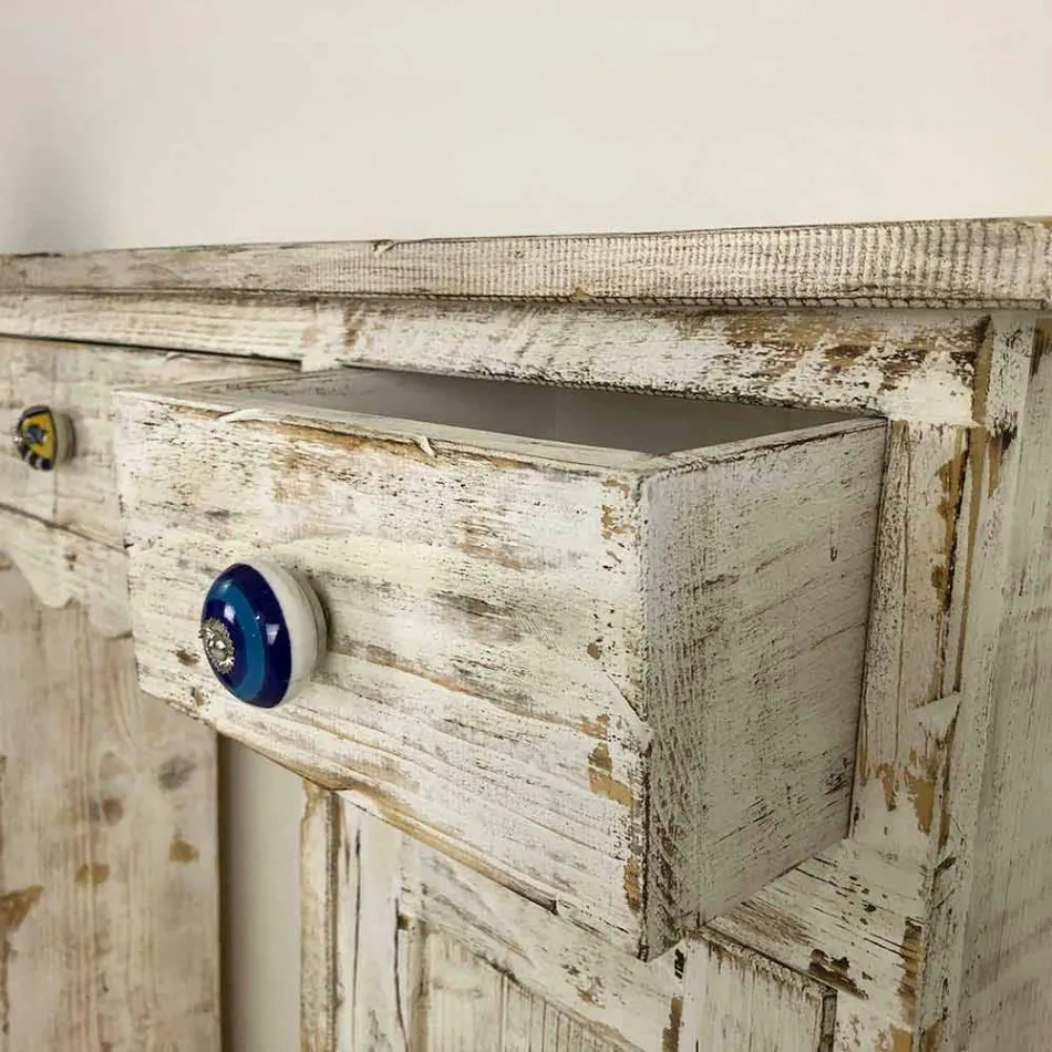 Consolă artizanală din lemn masiv de brad Made in Italy - Carminia Viadurini