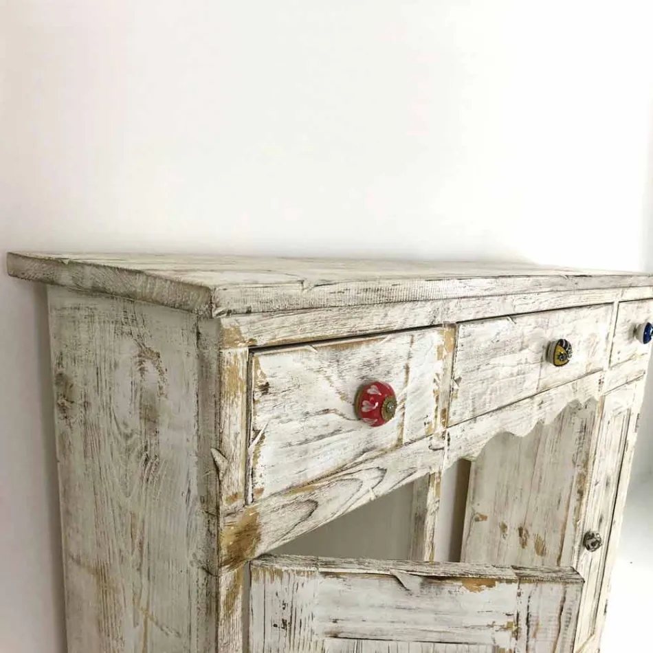 Consolă artizanală din lemn masiv de brad Made in Italy - Carminia Viadurini