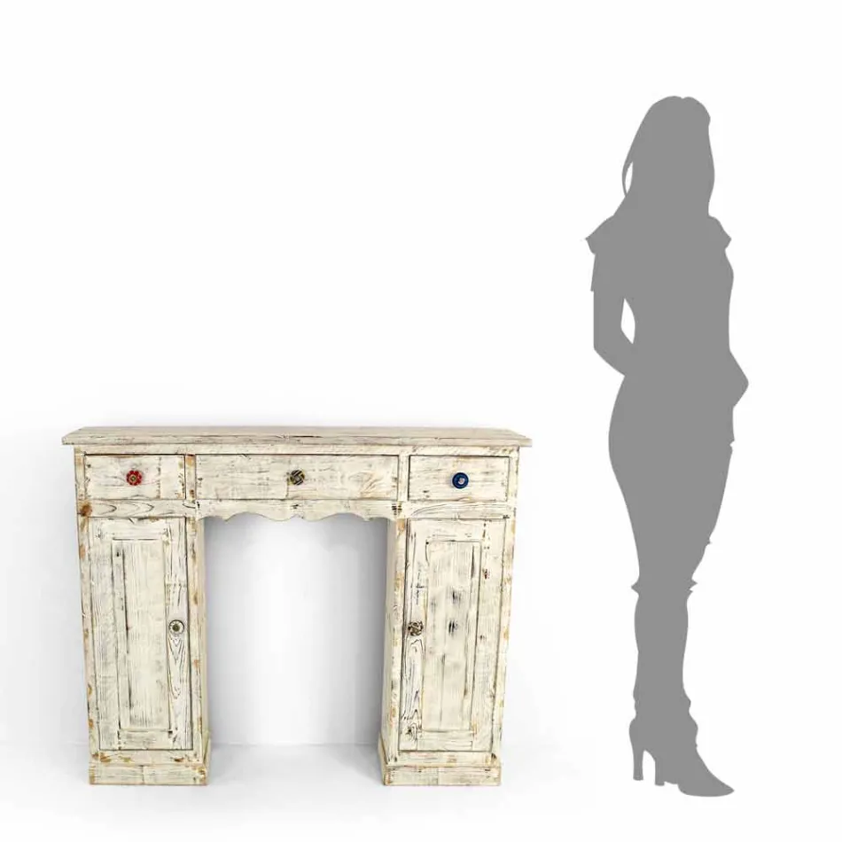 Consolă artizanală din lemn masiv de brad Made in Italy - Carminia Viadurini
