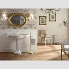 Consolă de baie vintage din ceramică pe coloană, fabricată în Italia - Paulina Viadurini