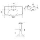 Consolă de baie vintage din ceramică pe coloană, fabricată în Italia - Paulina Viadurini