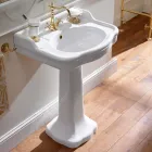 Consolă de baie vintage din ceramică pe coloană, fabricată în Italia - Paulina Viadurini