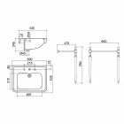 Consola de baie L69 cm pe picioare în ceramică albă vintage, fabricată în Italia - Marwa Viadurini