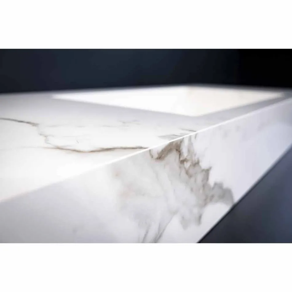 Consol de baie lavoar integrat și raft suspendat în 4 finisaje Gres - Rampina Viadurini