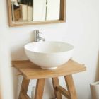 Consolă de baie modernă din lemn de tec natural cu cârlige laterale - Zacary Viadurini