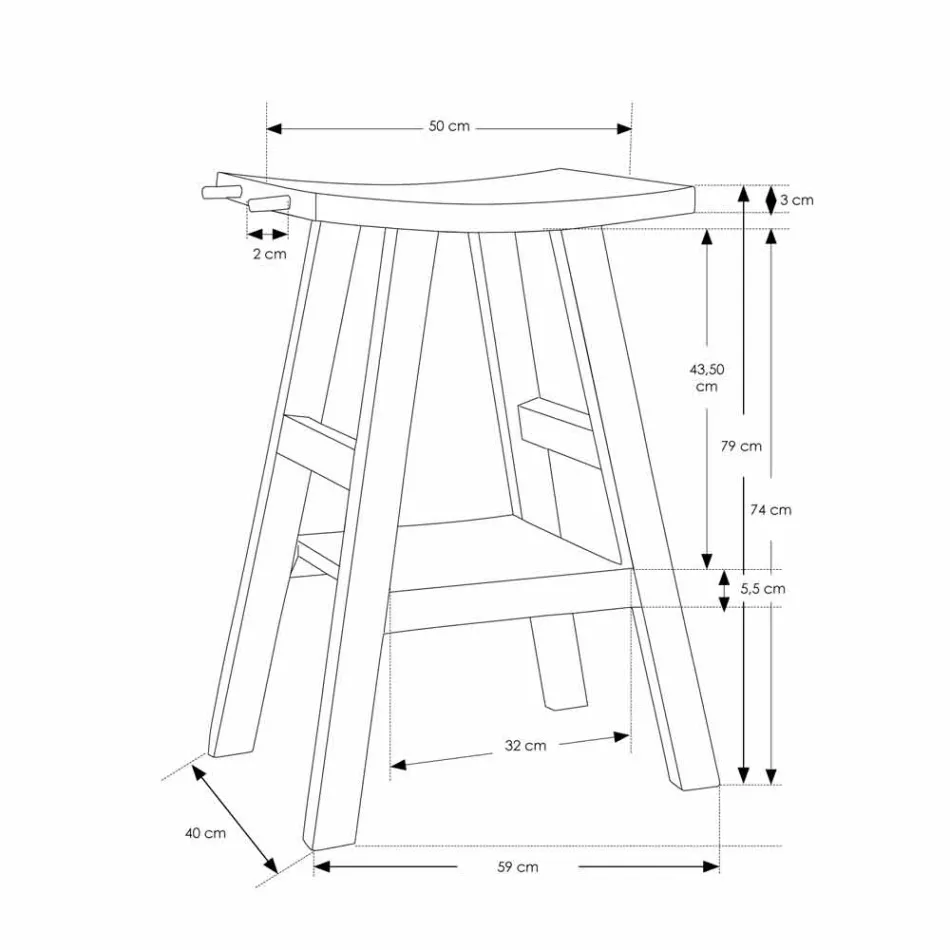 Consolă de baie modernă din lemn de tec natural cu cârlige laterale - Zacary Viadurini