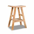 Consolă de baie modernă din lemn de tec natural cu cârlige laterale - Zacary Viadurini