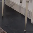 Consola de baie vintage de 90 cm, din ceramică albă, cu picioare făcute în Italia - Nausica Viadurini