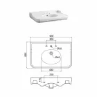 Consola de baie vintage de 90 cm, din ceramică albă, cu picioare făcute în Italia - Nausica Viadurini