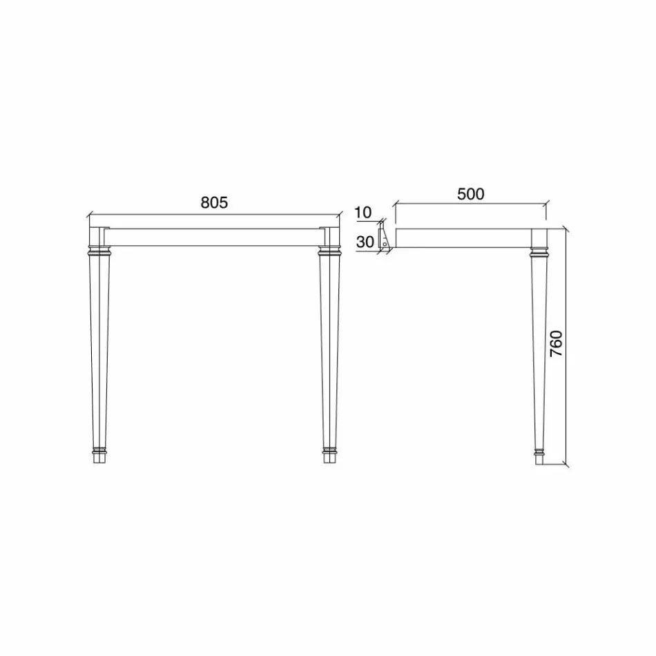 Consola de baie vintage de 90 cm, din ceramică albă, cu picioare făcute în Italia - Nausica Viadurini