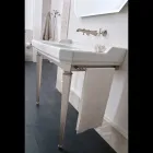 Consola de baie vintage de 90 cm, din ceramică albă, cu picioare făcute în Italia - Nausica Viadurini