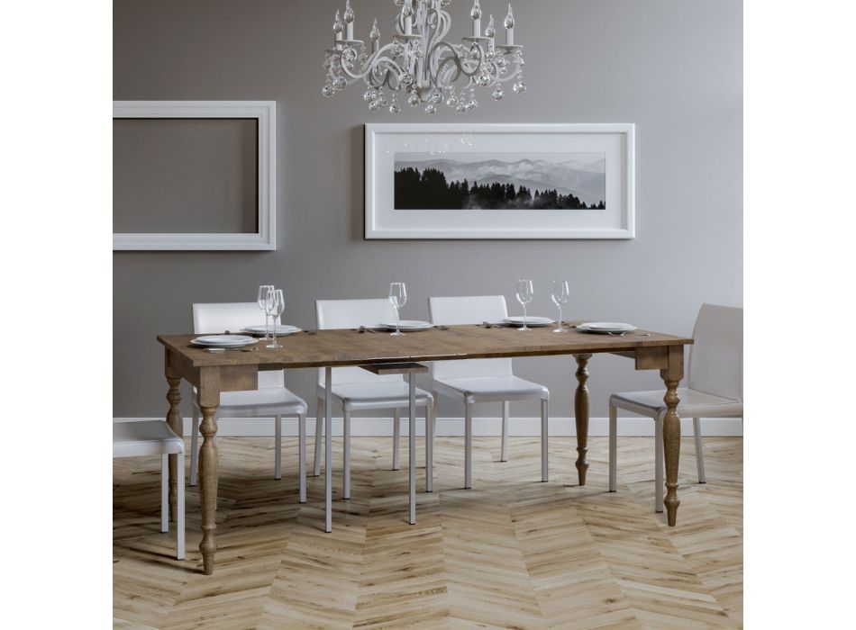 Consolă clasică extensibilă până la 308 cm din lemn Made in Italy - Turn Viadurini