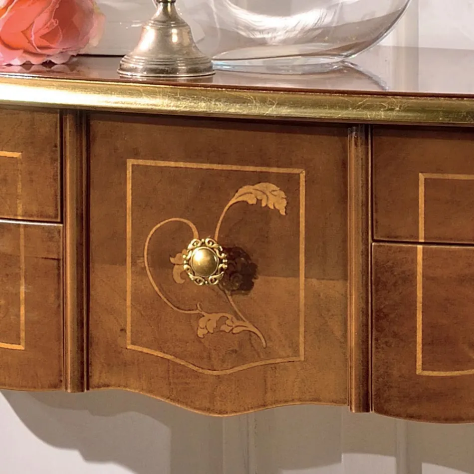 Consolă clasică din lemn cu 3 sau 5 sertare de lux Made in Italy - Londra Viadurini