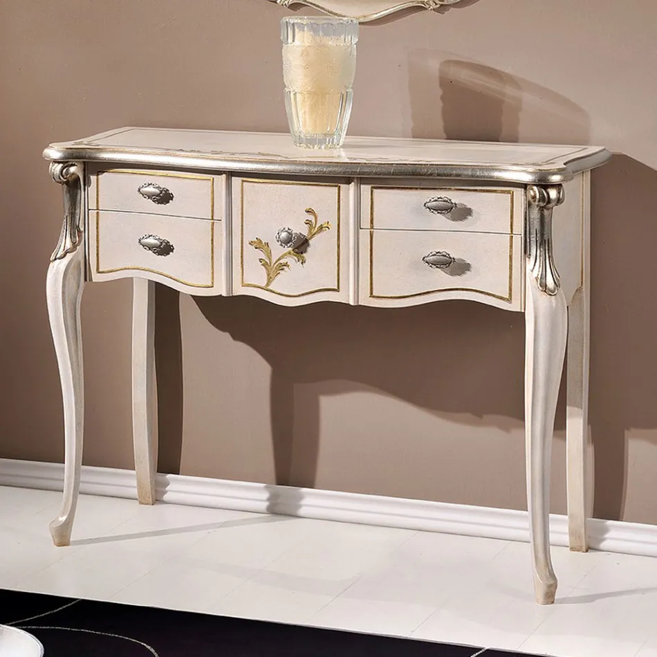 Consolă clasică din lemn cu 3 sau 5 sertare de lux Made in Italy - Londra Viadurini