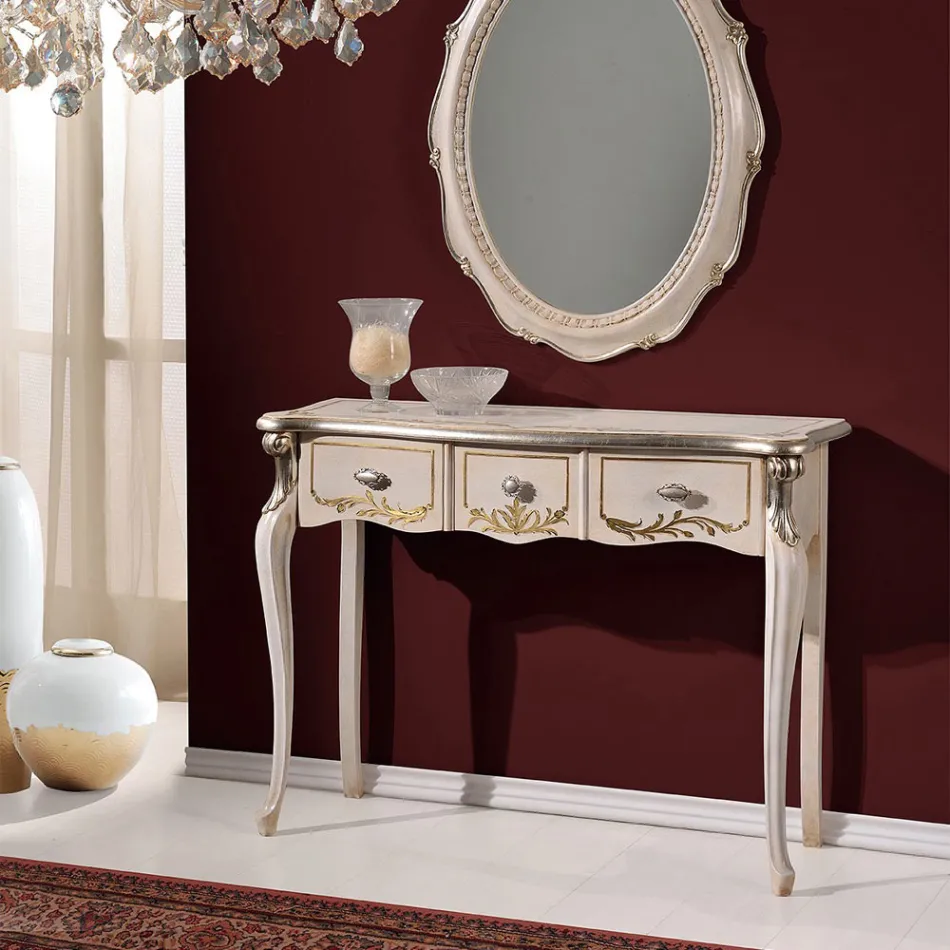 Consolă clasică din lemn cu 3 sau 5 sertare de lux Made in Italy - Londra Viadurini