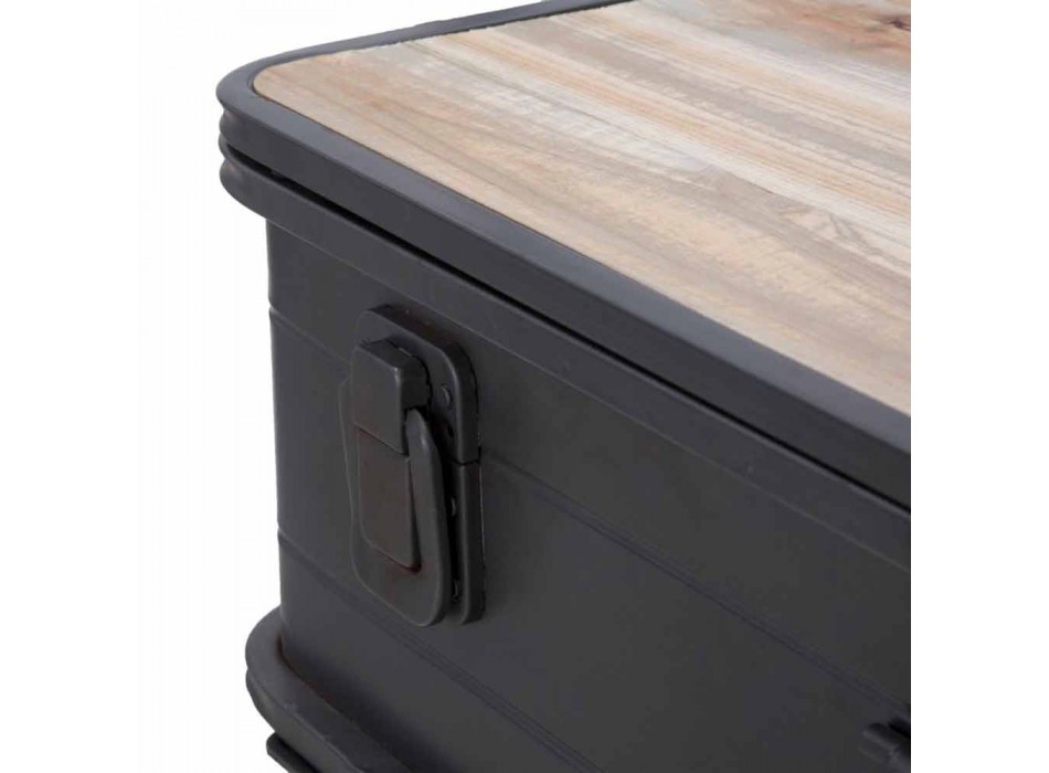 Consolă cu Container de design modern în fier și lemn - Gomes Viadurini