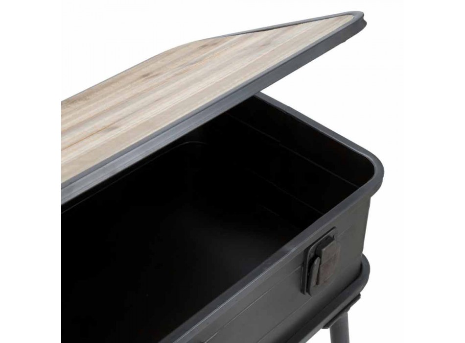 Consolă cu Container de design modern în fier și lemn - Gomes Viadurini