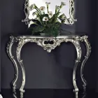 Masă consolă cu panou MDF și decorațiuni în mai multe culori, fabricată în Italia Giacomo Viadurini