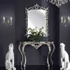 Masă consolă cu panou MDF și decorațiuni în mai multe culori, fabricată în Italia Giacomo Viadurini