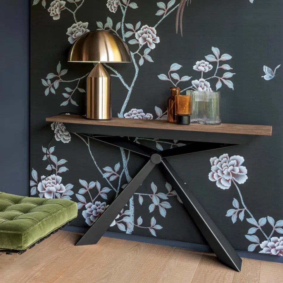 Consola cu Blat Efect Mortar si Baza metalica Made in Italy - Timedio Viadurini