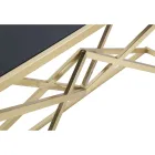 Consolă cu structură din metal auriu și blat din sticlă neagră - Eritreea Viadurini