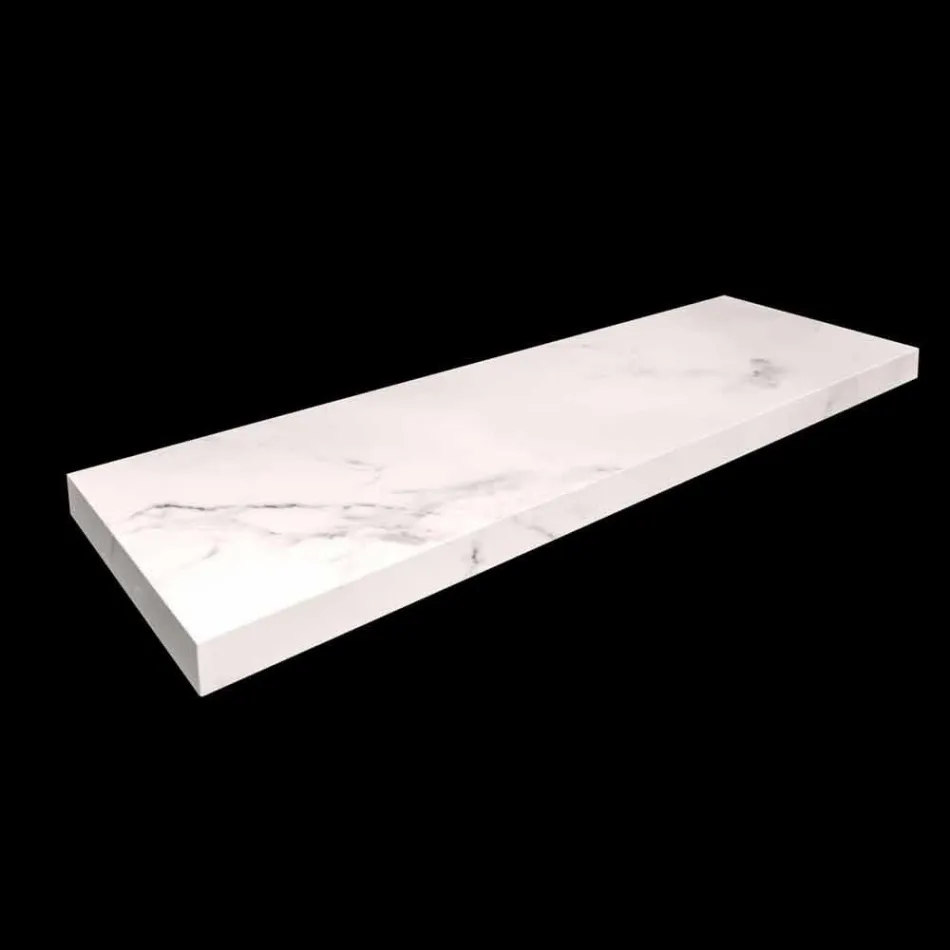 Consola pentru baie cu chiuvetă și raft din gresie porțelanată 4 finisaje - Ramina Viadurini