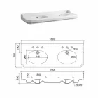 Consola de baie L 135 cm cu bol dublu din ceramică Made in Italy - Nausica Viadurini