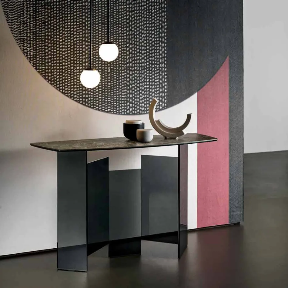 Made in Italy Console de design din ceramică și sticlă - aleatoriu Viadurini
