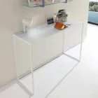 Consolă metalică pentru sufragerie cu cristal Top Made in Italy - Iridio Viadurini