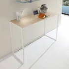 Consolă metalică pentru sufragerie cu cristal Top Made in Italy - Iridio Viadurini